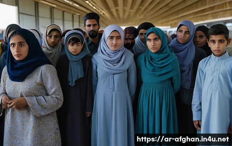 2021년 카불 사태 - **Prompt:** A poignant scene depicting a diverse group of Afghan individuals, including men, women, ...