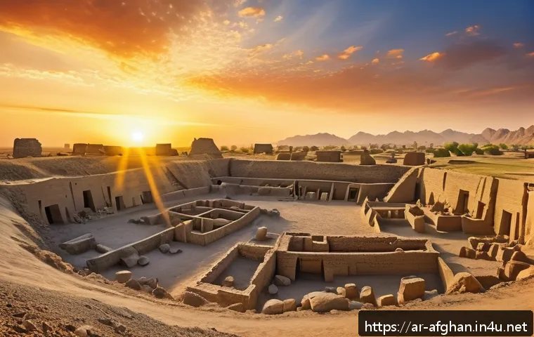 칸다하르 역사 유적 - A panoramic view of an ancient archaeological site in Kandahar, featuring prehistoric stone tools an...