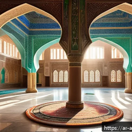 아프간 고대 건축 양식 - An intricately decorated Afghan mosque interior featuring large prayer halls with geometric patterns...