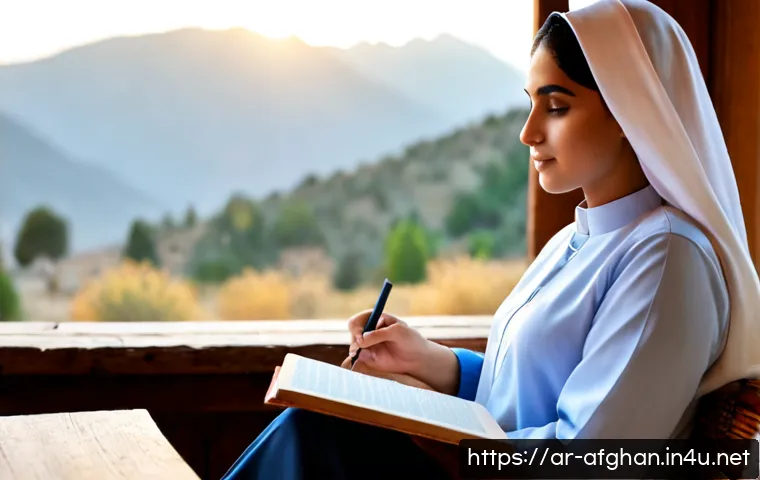 파슈토 문학 작품 소개 - Photorealistic editorial scene introducing Pashto literature: an elegant Arabic-speaking reader in m...